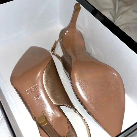 Roberto Festa Slingback Pump Heels Patent Leather Point Closed Toe Shoe 85001 37 - Picture 6 of 10